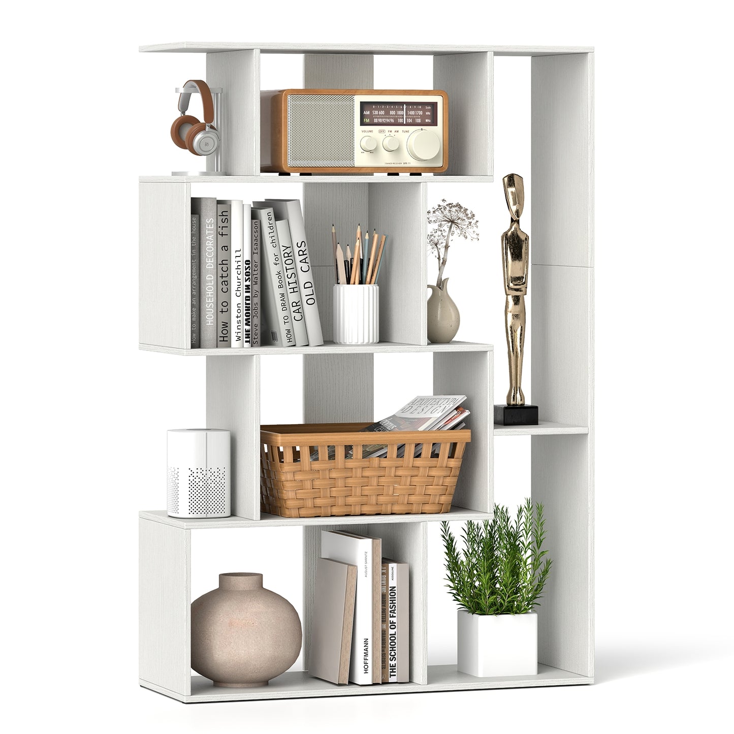 47 Inch 6-Cube Open-back Geometric Bookshelf for Bedroom Living Room-White Kids Crystal