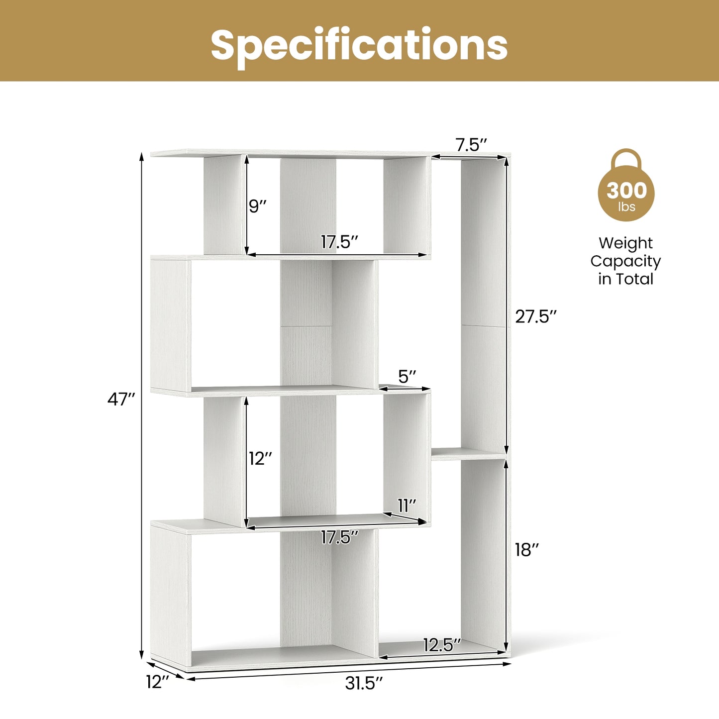 47 Inch 6-Cube Open-back Geometric Bookshelf for Bedroom Living Room-White Kids Crystal