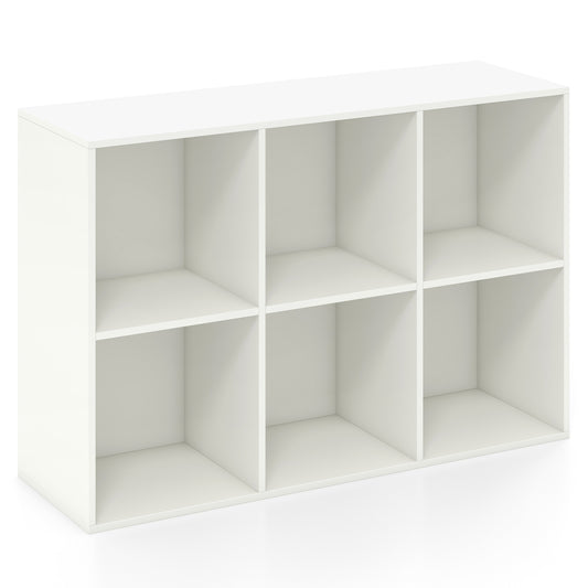 Modern 6-Cube Bookcase with Anti-tipping Kits for Bedroom Living Room-White Kids Crystal