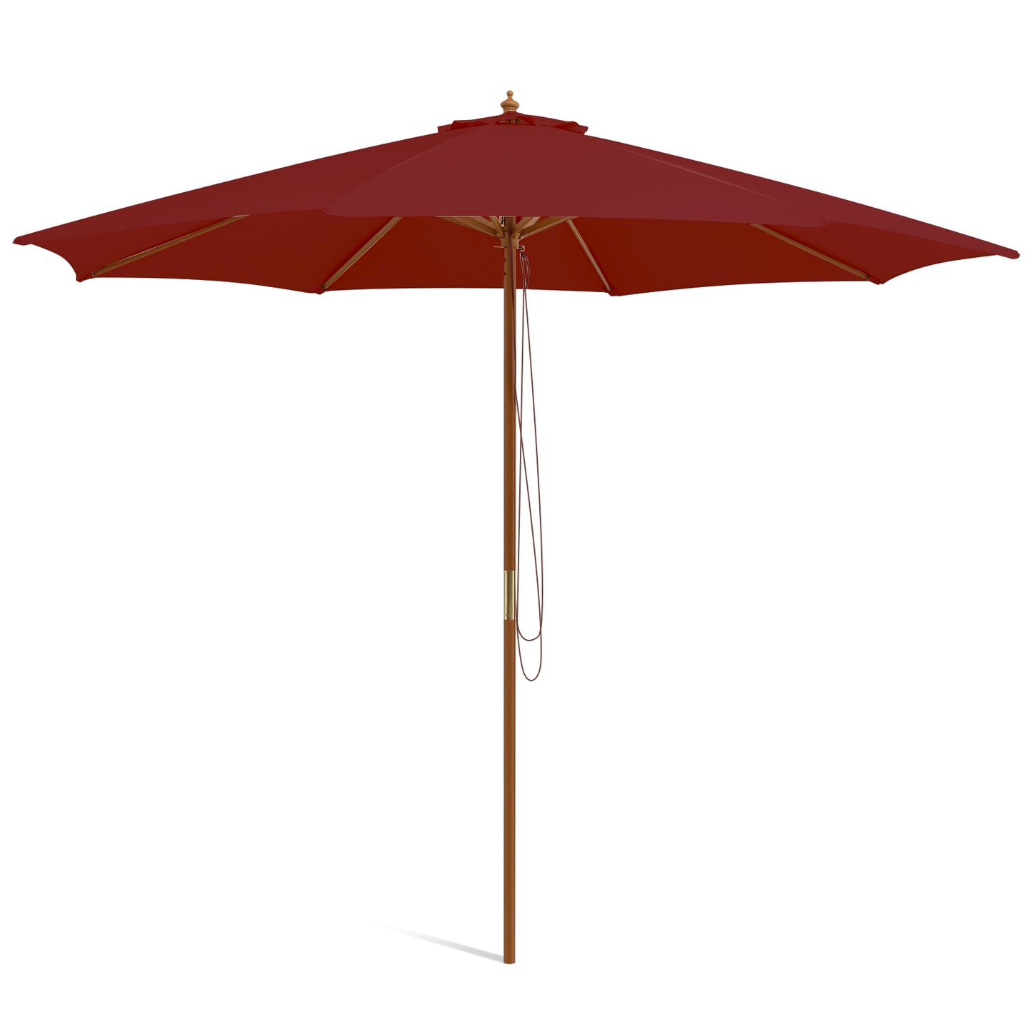 10 Feet Patio Umbrella with 8 Wooden Ribs and 3 Adjustable Heights-Wine Kids Crystal
