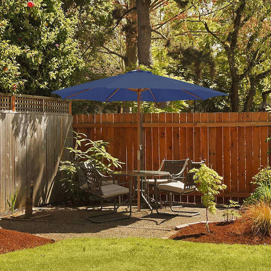 10 Feet Patio Umbrella with 8 Wooden Ribs and 3 Adjustable Heights-Navy Kids Crystal