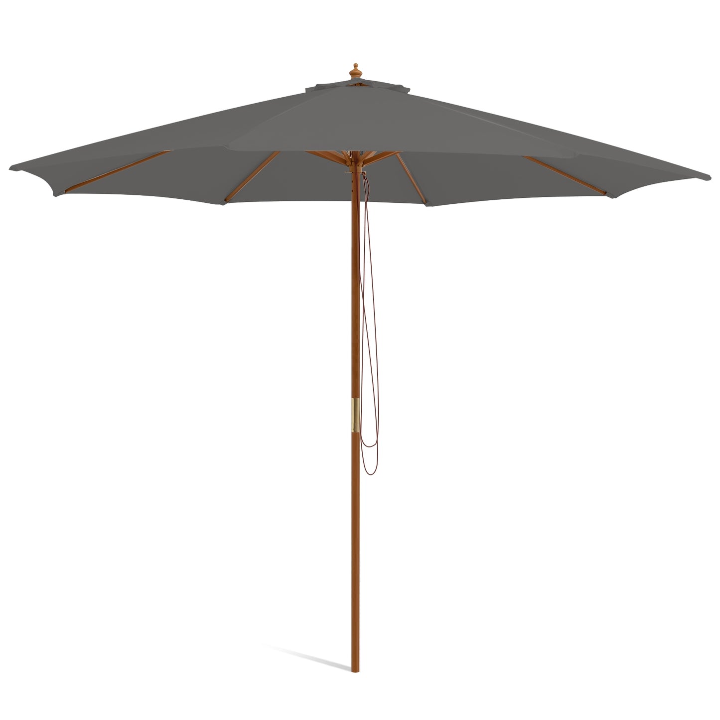 10 Feet Patio Umbrella with 8 Wooden Ribs and 3 Adjustable Heights-Gray Kids Crystal