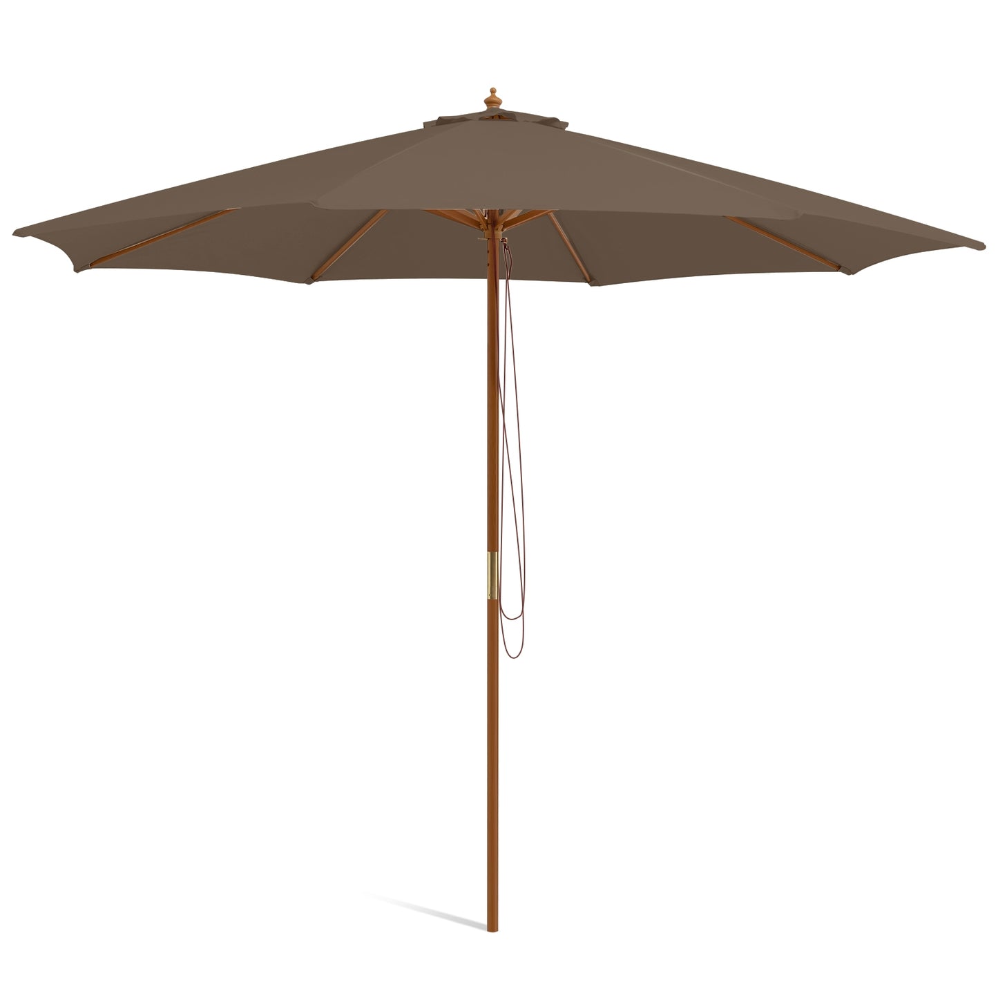 10 Feet Patio Umbrella with 8 Wooden Ribs and 3 Adjustable Heights-Brown Kids Crystal