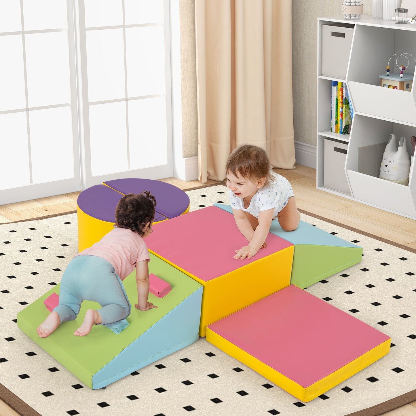 6-Piece Foam Climbing Blocks with Hook and Loop Fasteners Kids Crystal