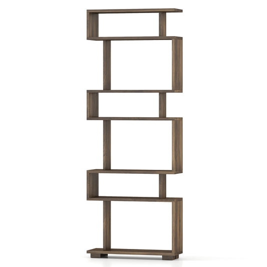 6-Tier Bookcase with Anti-Tipping Kit-Walnut Kids Crystal