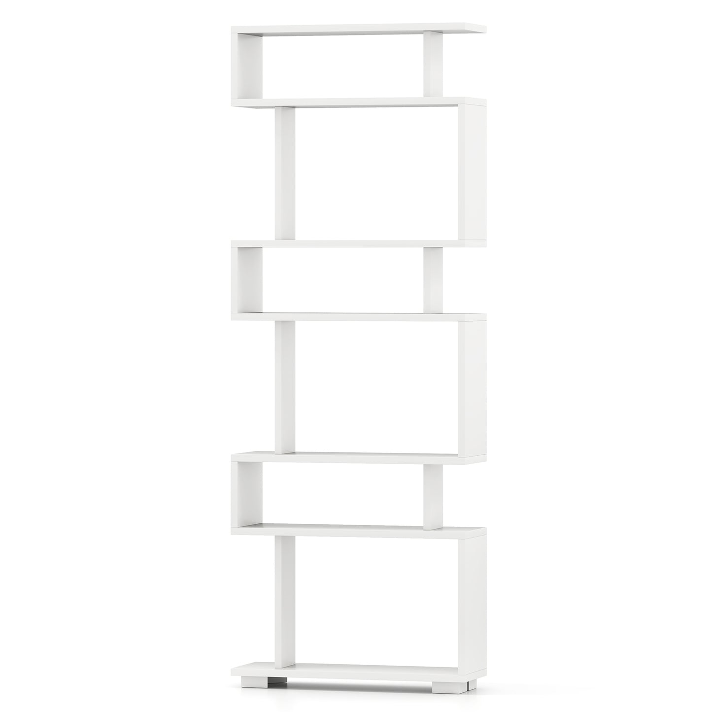 6-Tier Bookcase with Anti-Tipping Kit-White Kids Crystal