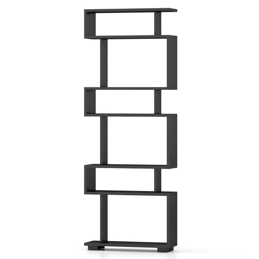 6-Tier Bookcase with Anti-Tipping Kit-Black Kids Crystal