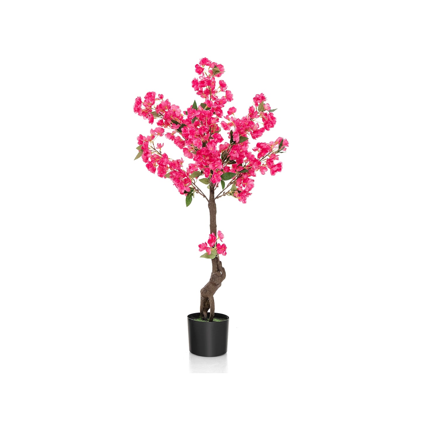 2 Pack 41 Inch Artificial Plum Blossom Tree Fake Floral Plant with 92 Flowers-Red Kids Crystal