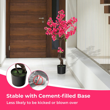 2 Pack 41 Inch Artificial Plum Blossom Tree Fake Floral Plant with 92 Flowers-Red