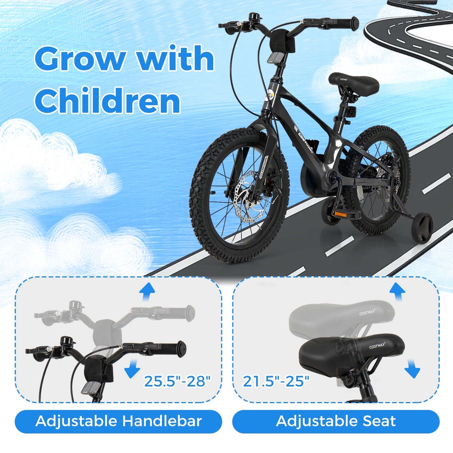 16 Inch Kids Bike Lightweight with 2 Removable Training Wheels for Aged 4-7-16 inches Kids Crystal