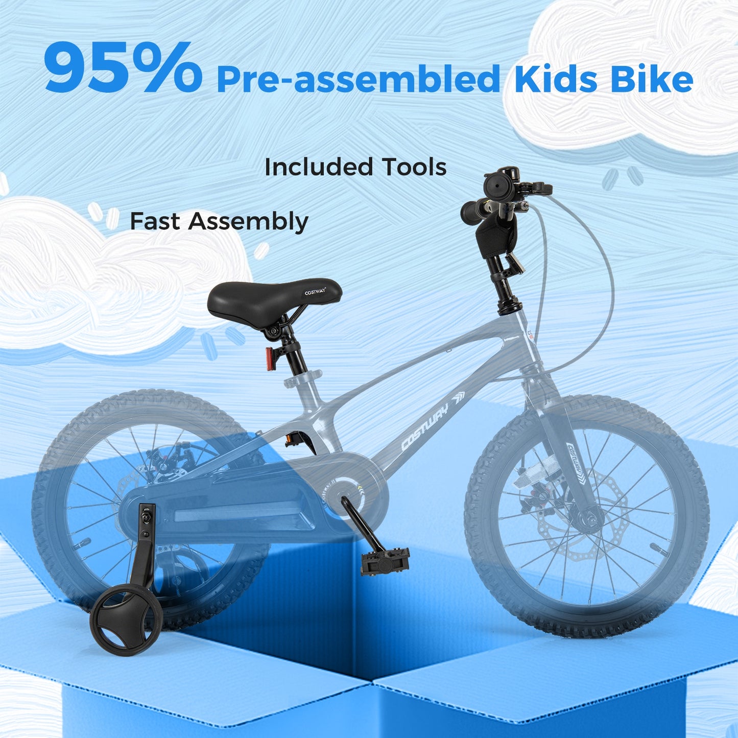 16 Inch Kids Bike Lightweight with 2 Removable Training Wheels for Aged 4-7-16 inches Kids Crystal