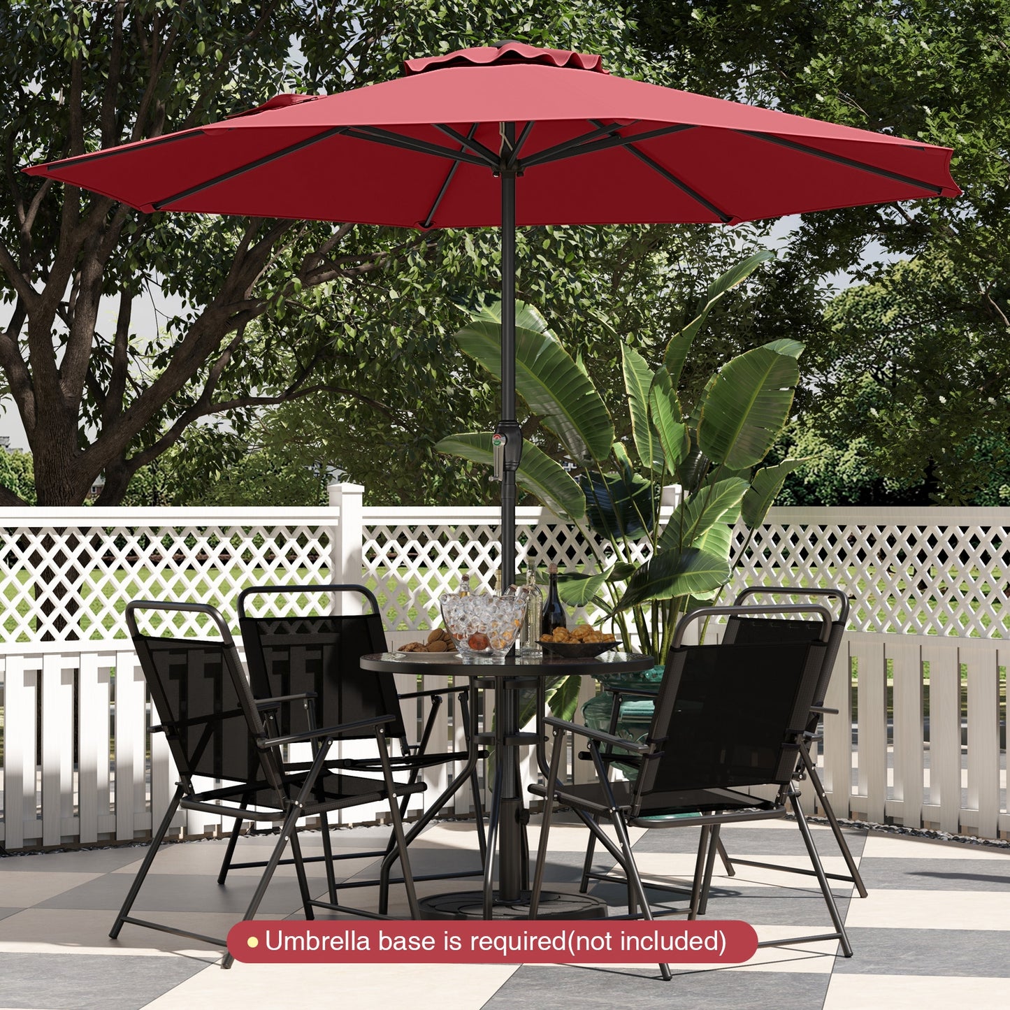 Outdoor Heavy Duty Market Umbrella with Crank Handle and 8 Sturdy Ribs-Red Kids Crystal