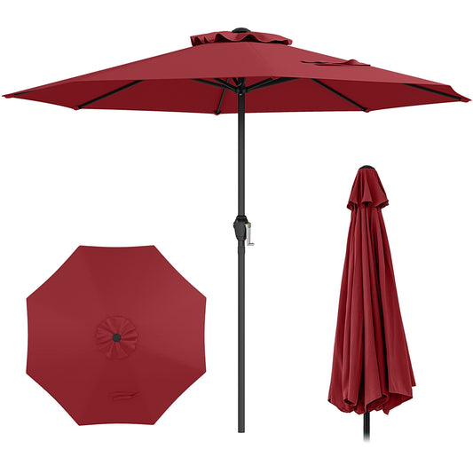 Outdoor Heavy Duty Market Umbrella with Crank Handle and 8 Sturdy Ribs-Red Kids Crystal
