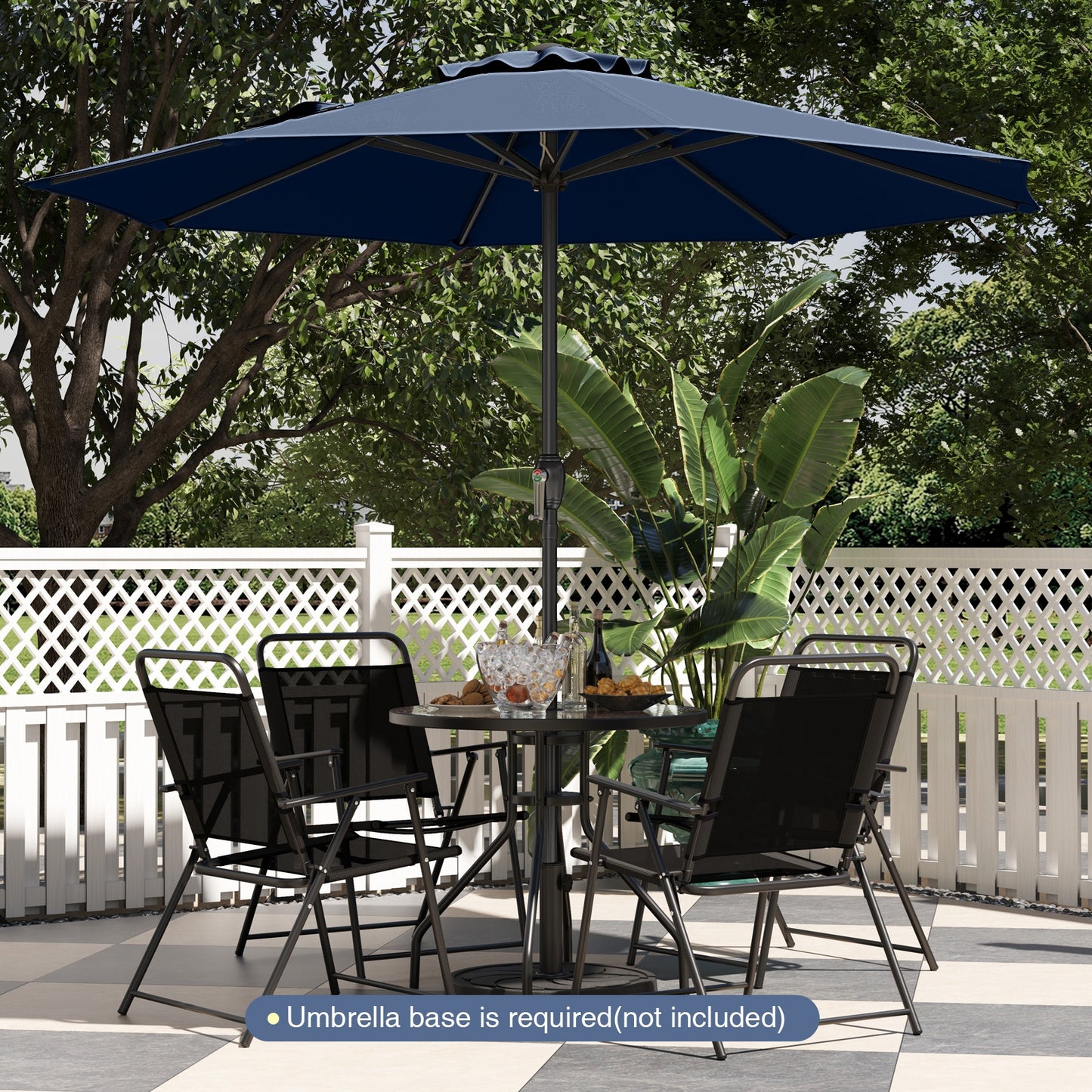 Outdoor Heavy Duty Market Umbrella with Crank Handle and 8 Sturdy Ribs-Navy Kids Crystal