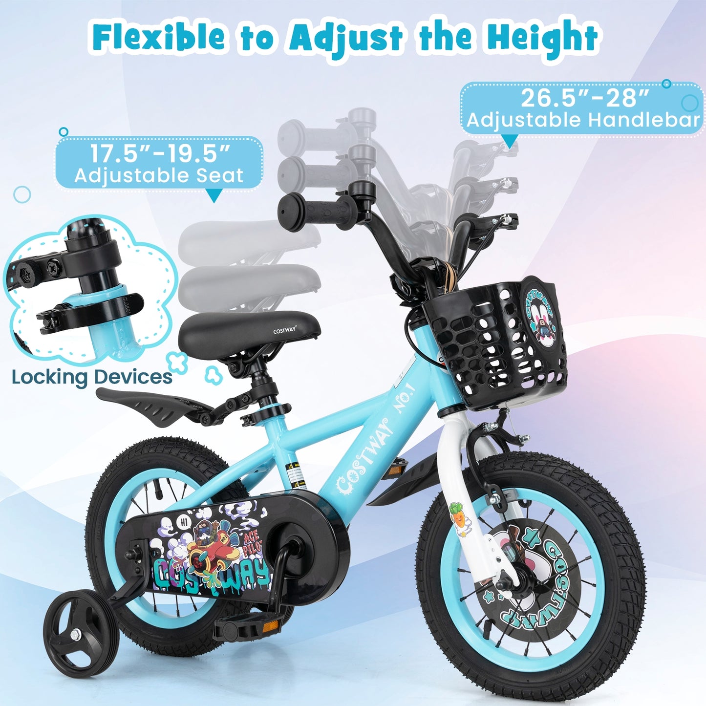 12 Inch Kids Bike with Adjustable Handlebar and Saddle for 3-4 Years Old-12 inches Kids Crystal