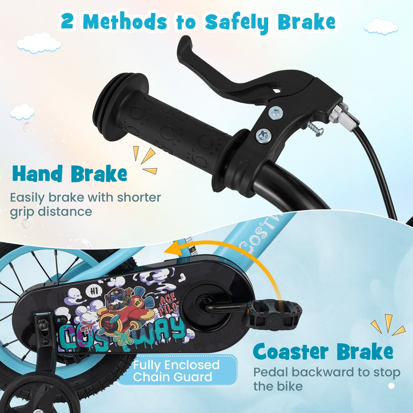 12 Inch Kids Bike with Adjustable Handlebar and Saddle for 3-4 Years Old-12 inches Kids Crystal