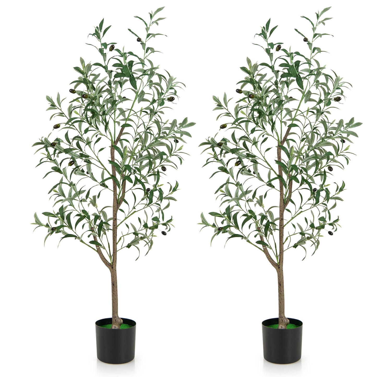 4.5 Feet Tall Artificial Olive Tree Fake Potted Trees with Realistic Fruits-Set of 2 Kids Crystal