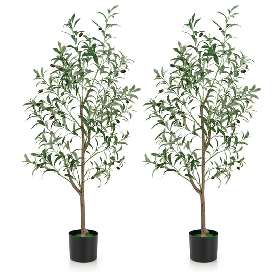 4.5 Feet Tall Artificial Olive Tree Fake Potted Trees with Realistic Fruits-Set of 2 Kids Crystal