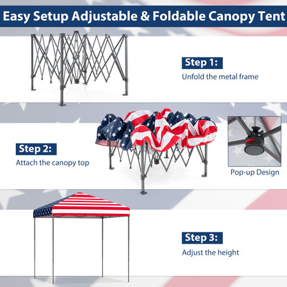 6.6 x 6.6 Feet Outdoor Pop-up Canopy Tent with UPF 50+ Sun Protection-Multicolor