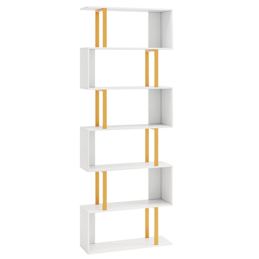 5-Tier/6-Tier Geometric Bookcase with Metal Frame and Anti-tipping Kits-6-Tier Kids Crystal