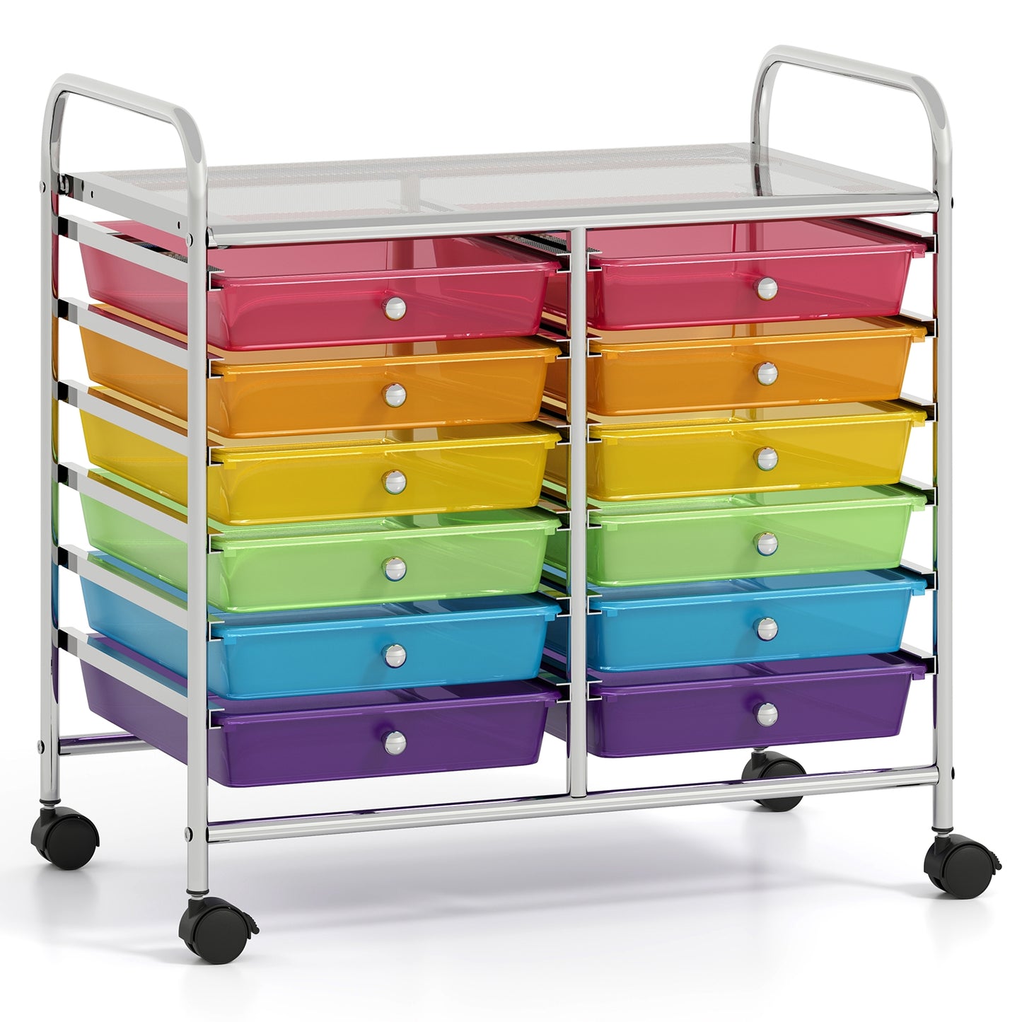 12 Drawers Rolling Storage Cart for Home and Office-Transparent Multicolor Kids Crystal