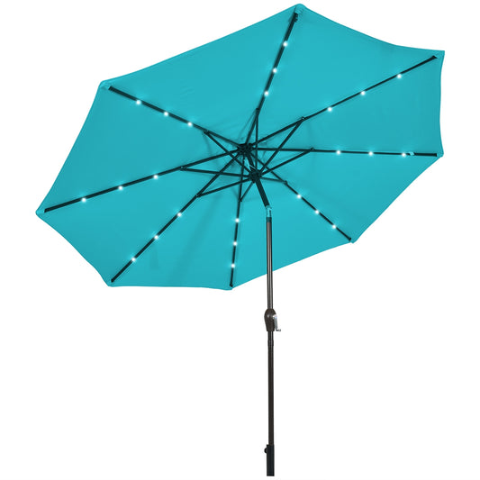 10 Feet Outdoor Patio Umbrella with Bright Solar LED Lights-Turquoise Kids Crystal