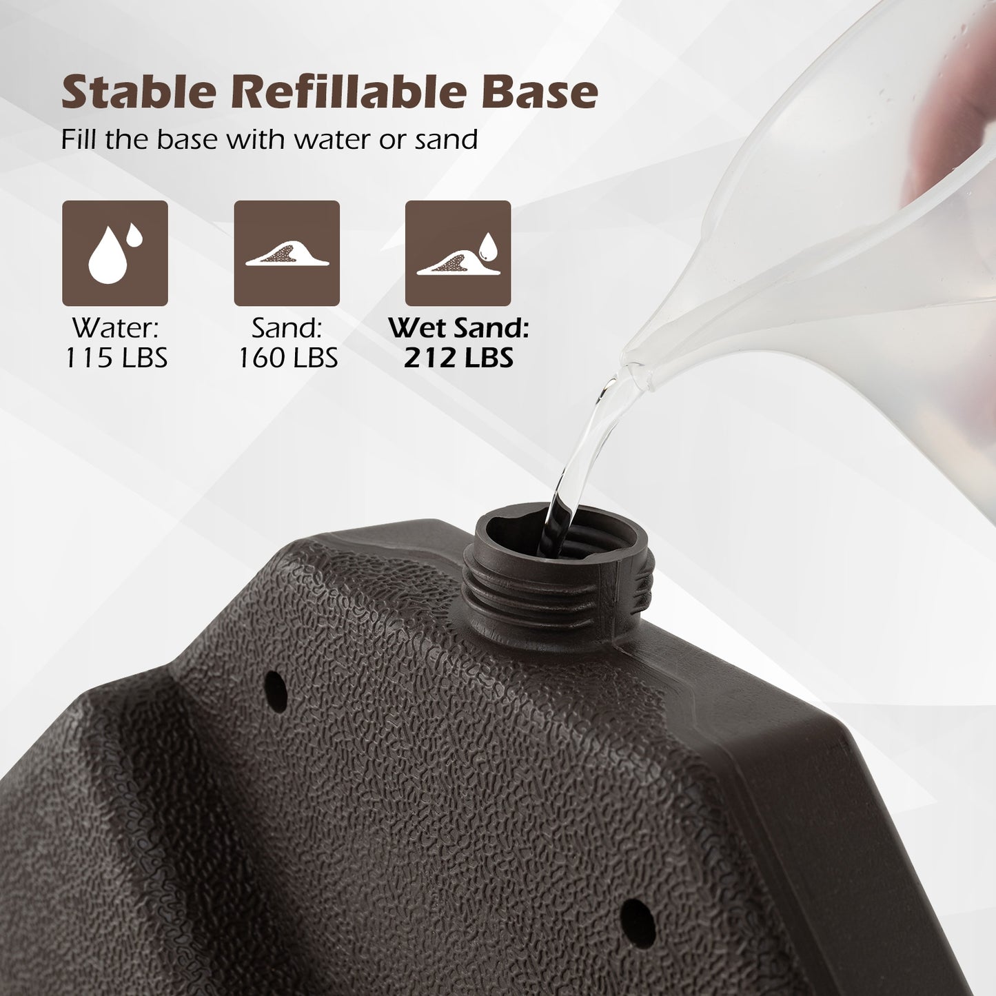 20 Inch Patio Offset Water Filled Plate Umbrella Base Sand-Coffee