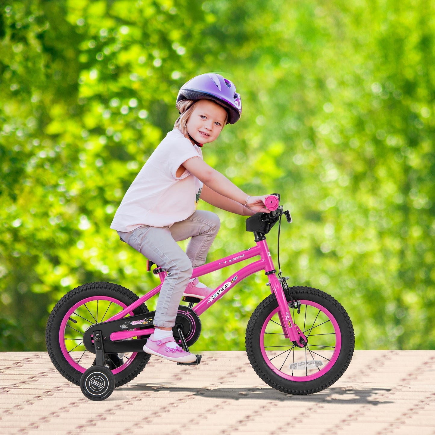 14 Inch Kids Bike for 3-5 Years Old Adjustable with Removable Training Wheels Kids Crystal
