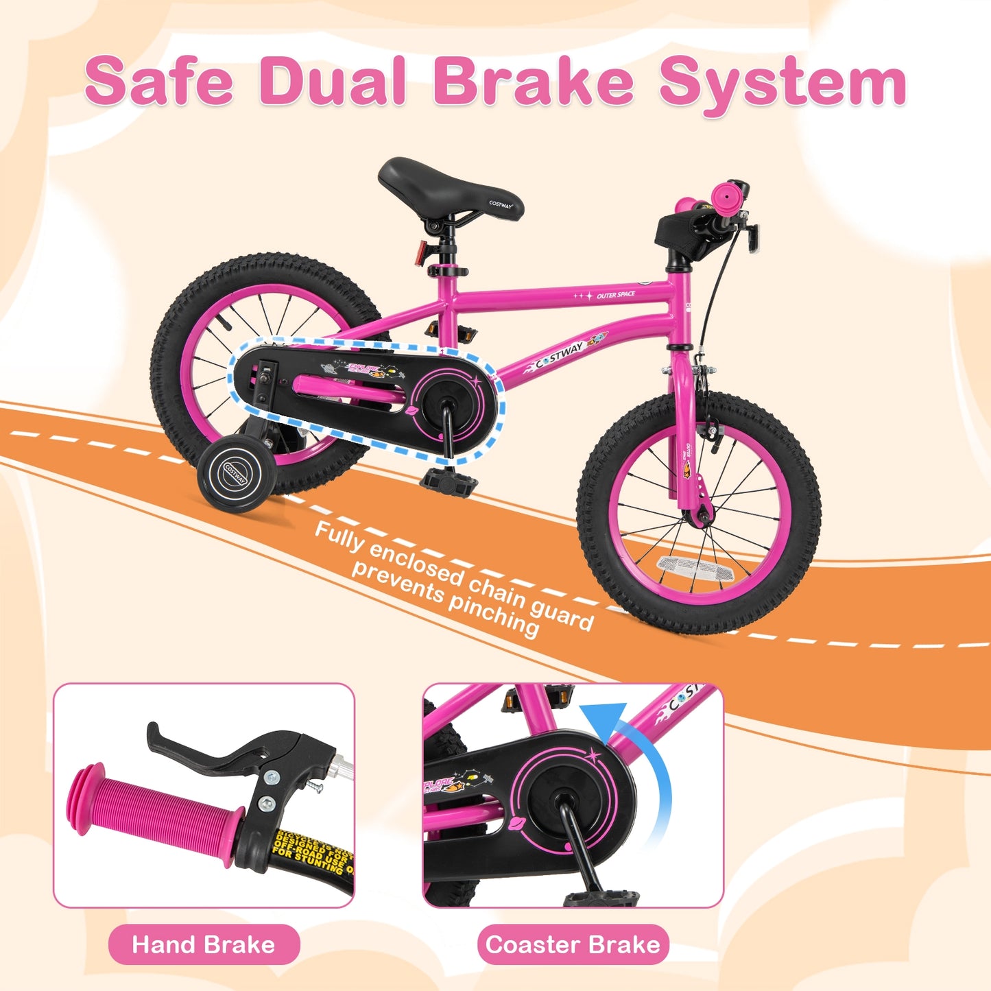 14 Inch Kids Bike for 3-5 Years Old Adjustable with Removable Training Wheels Kids Crystal