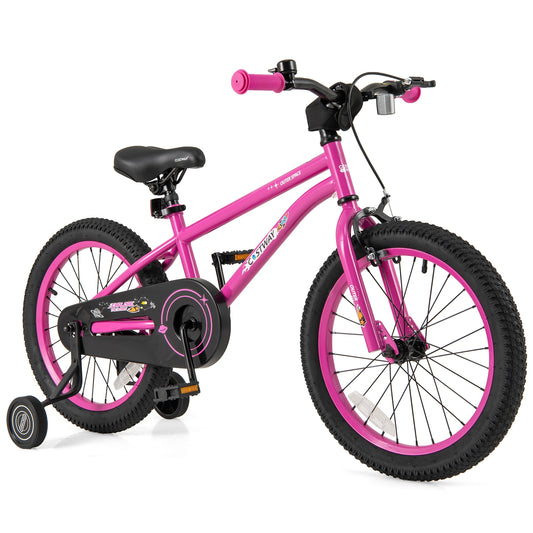 18 Inch Kids Bike for 4-8 Years Old Adjustable with Removable Training Wheels Kids Crystal