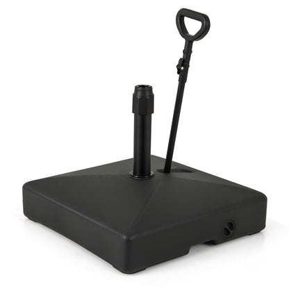 Mobile Patio Umbrella Base Water Sand Fillable Market Table Umbrella Stand with 3 Wheels-Black