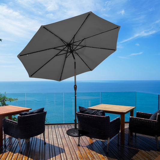 10 Feet Outdoor Patio Umbrella with Bright Solar LED Lights-Gray Kids Crystal