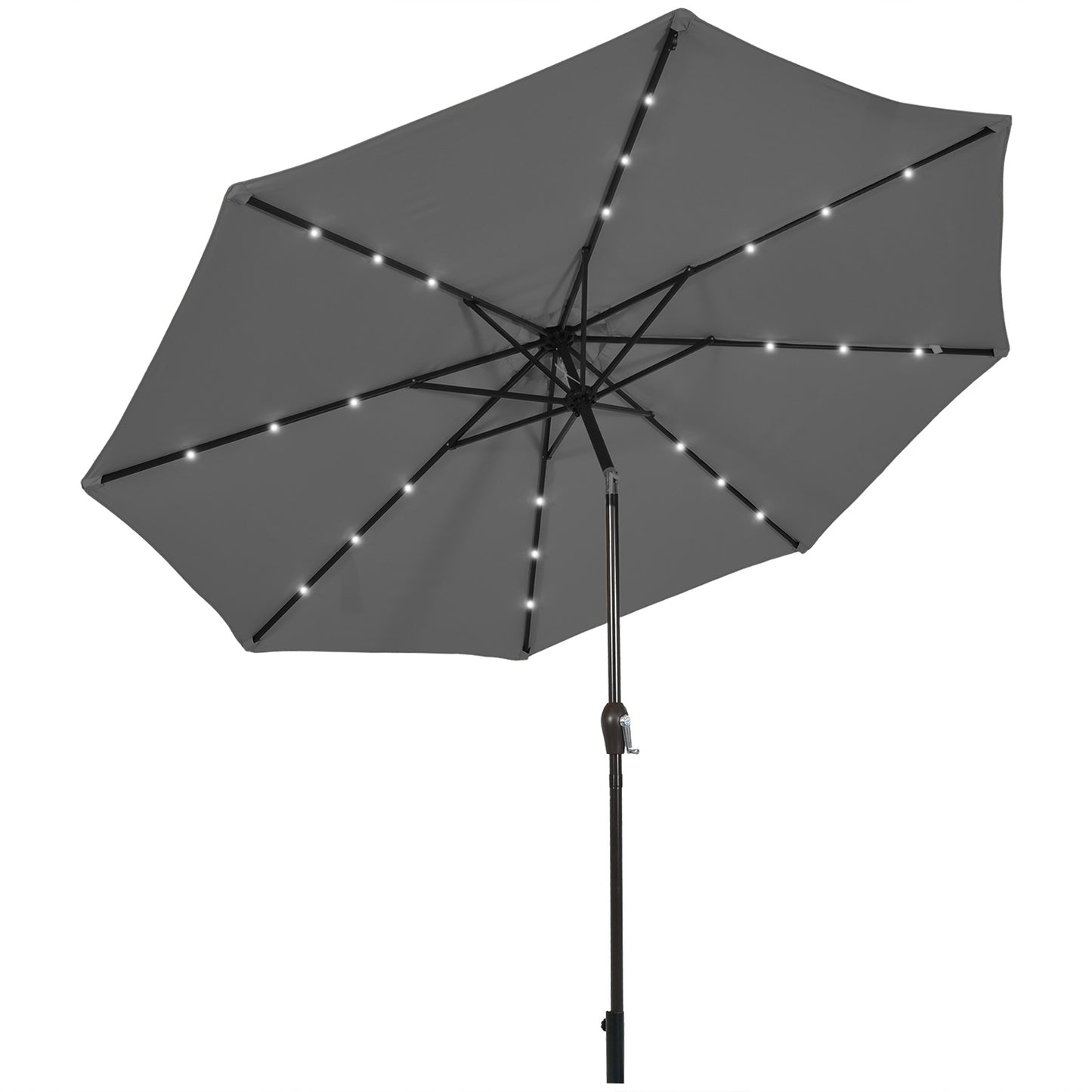 10 Feet Outdoor Patio Umbrella with Bright Solar LED Lights-Gray Kids Crystal