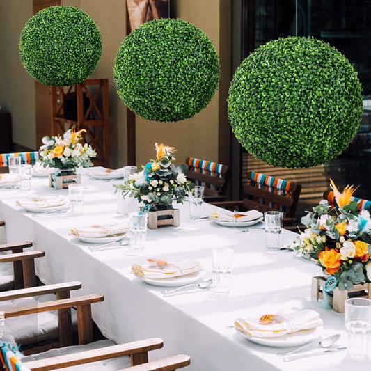 2 Pieces 16&quot;/20&quot; Artificial Plant Boxwood Topiary Ball for Patio Garden Front Door Balcony Backyard-M Kids Crystal