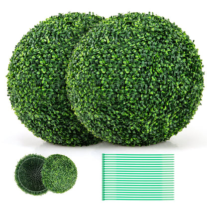 2 Pieces 16&quot;/20&quot; Artificial Plant Boxwood Topiary Ball for Patio Garden Front Door Balcony Backyard-M