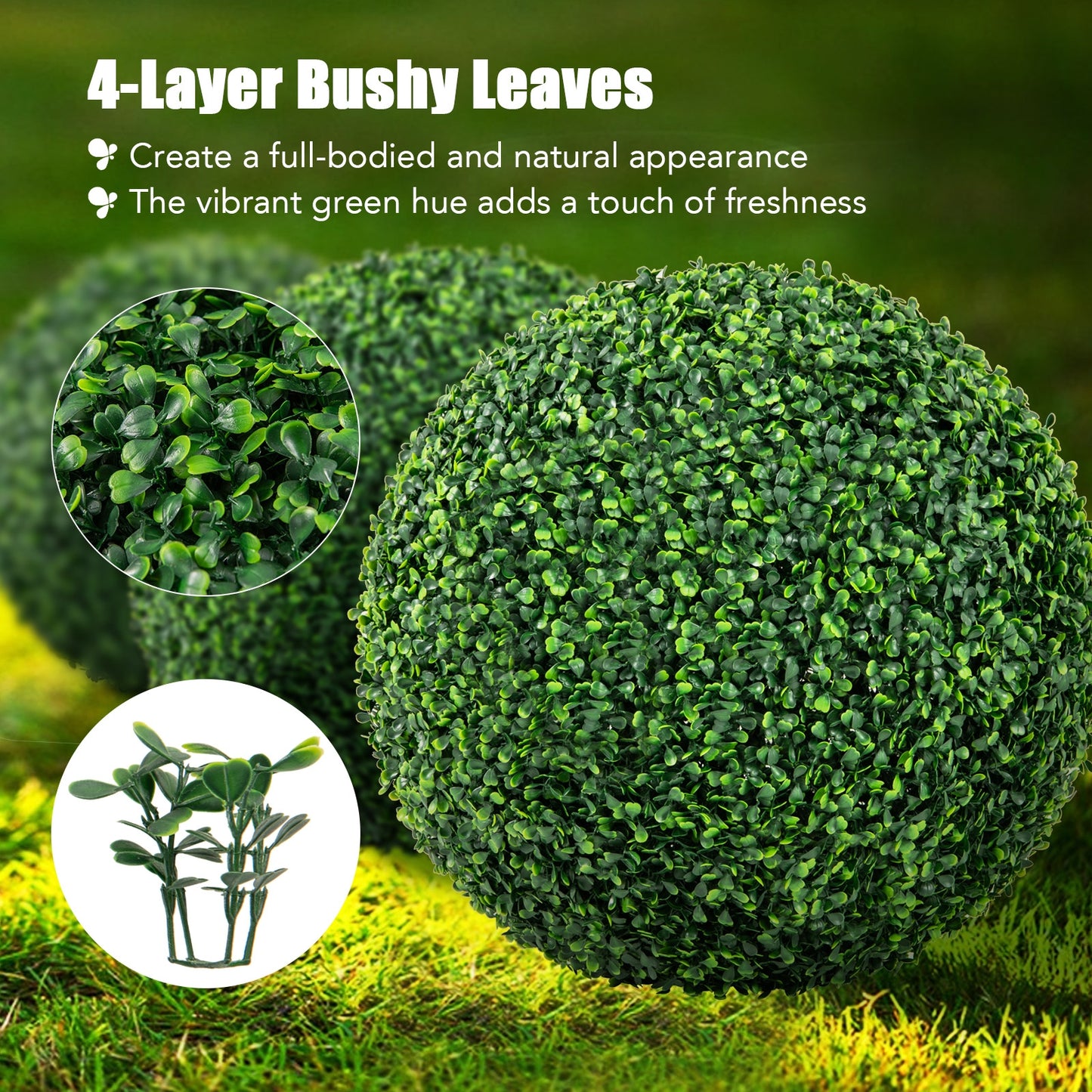 2 Pieces 16&quot;/20&quot; Artificial Plant Boxwood Topiary Ball for Patio Garden Front Door Balcony Backyard-M Kids Crystal
