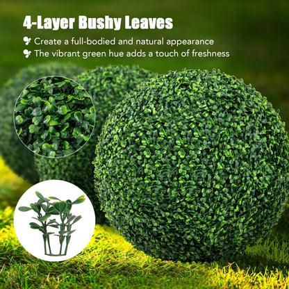 2 Pieces 16&quot;/20&quot; Artificial Plant Boxwood Topiary Ball for Patio Garden Front Door Balcony Backyard-M