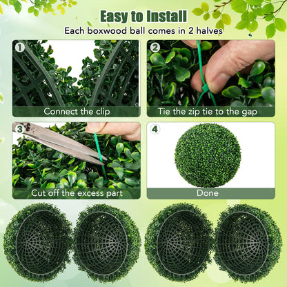 2 Pieces 16&quot;/20&quot; Artificial Plant Boxwood Topiary Ball for Patio Garden Front Door Balcony Backyard-M