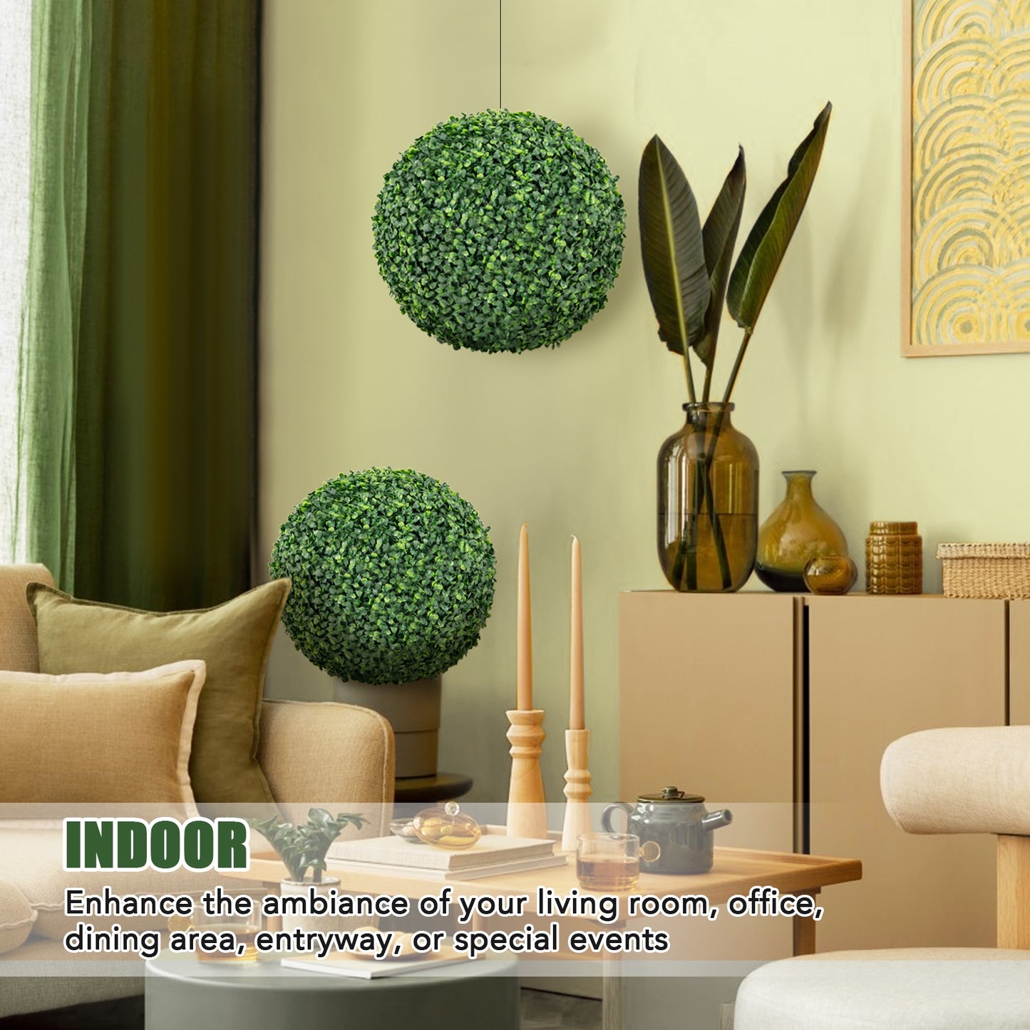 2 Pieces 16/20 Inches Artificial Plant Boxwood Topiary Ball for Patio Garden Front Door Balcony Backyard-S Kids Crystal