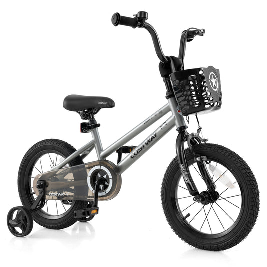 14 Inch Kids Bike Adjustable with Transparent Chain Cover for 4-5 Years Old Kids Crystal
