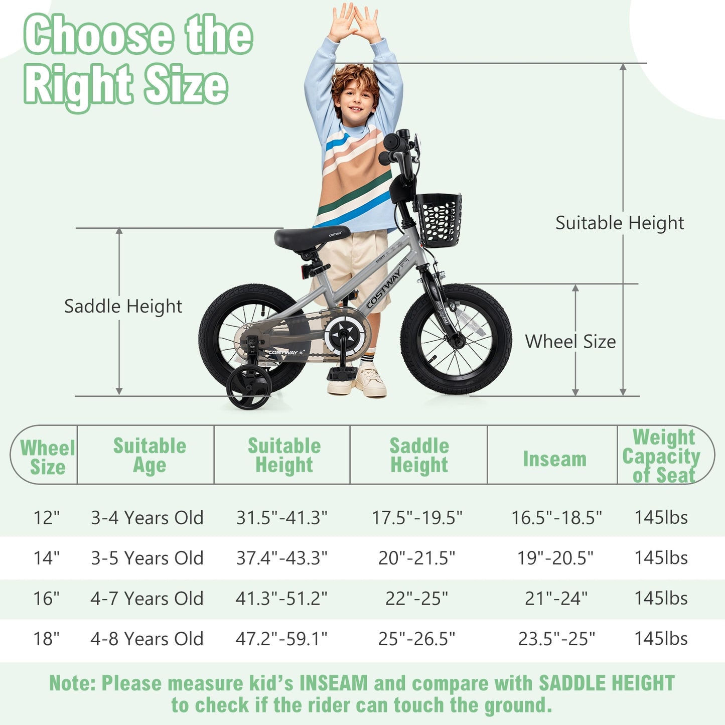 14 Inch Kids Bike Adjustable with Transparent Chain Cover for 4-5 Years Old Kids Crystal