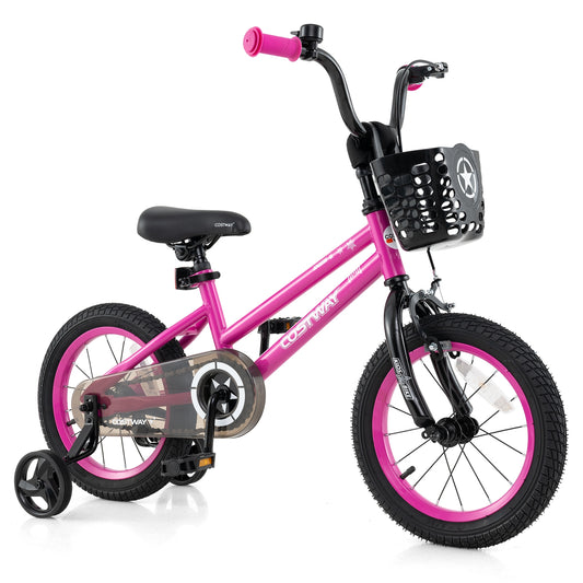 14 Inch Kids Bike Adjustable Bicycle with Front Basket for Children Aged 4-5 Years Old Kids Crystal