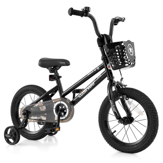 14 Inch Kids Bike with Basket and Training Wheels for Children Aged 4-5 Years Old Kids Crystal