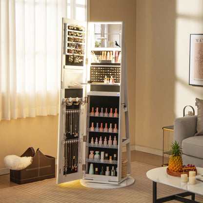 Standing Jewelry Cabinet with Adjustable LED Lights-White