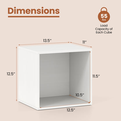 Cube Storage Organizer Stackable Open Book Shelf Wooden Display Shelving Unit-White