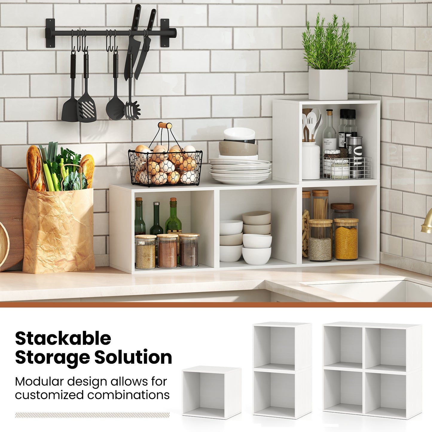 Cube Storage Organizer Stackable Open Book Shelf Wooden Display Shelving Unit-White Kids Crystal