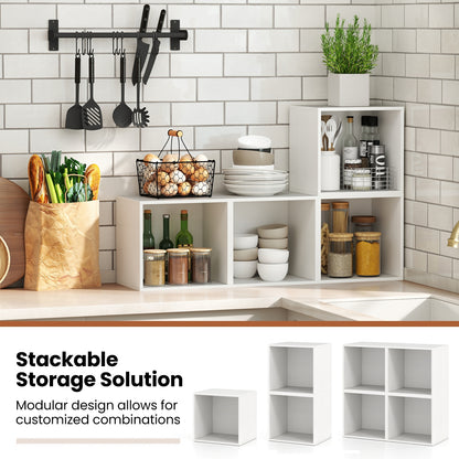 Cube Storage Organizer Stackable Open Book Shelf Wooden Display Shelving Unit-White
