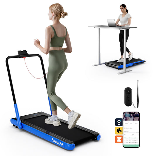 3-in-1 3HP Folding Treadmill with Smart Apps Remote Control and Speakers-Navy Kids Crystal