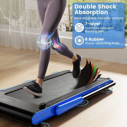 3-in-1 3HP Folding Treadmill with Smart Apps Remote Control and Speakers-Navy