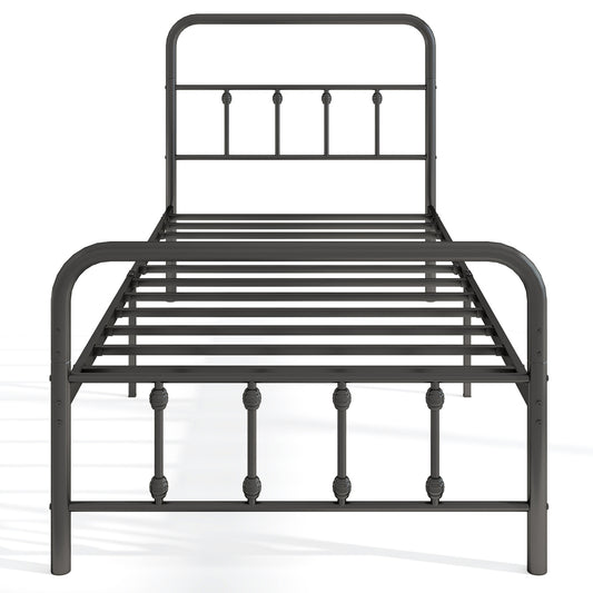 Bed Frame with Headboard and Under Bed Storage Black-Twin Size